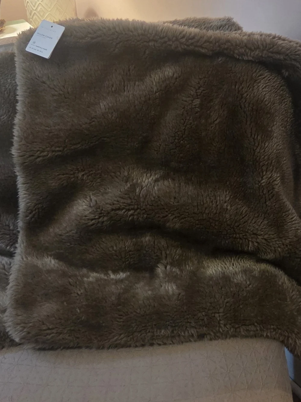 Pair Of Pottery Barn Plush Faux Fur Euro Shams- Brown NWT